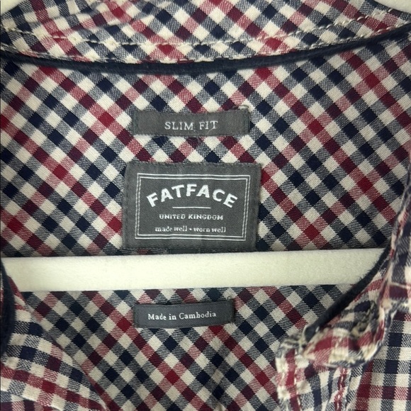 Fat Face Red and Blue Plaid Casual Buttoned Down Slim Fit Men's Shirt Size Large - Picture 3 of 12